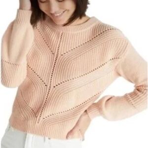 Marine Layer Open Knit Crew Neck Dropped Shoulder Balloon Sleeve Sweater Size S